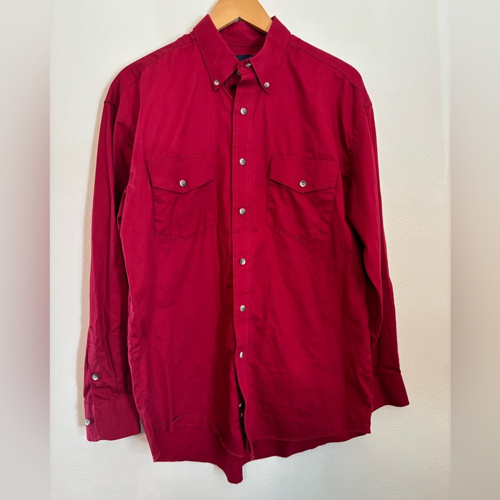 Wrangler Men's Painted Dessert Red Button Down Shirt